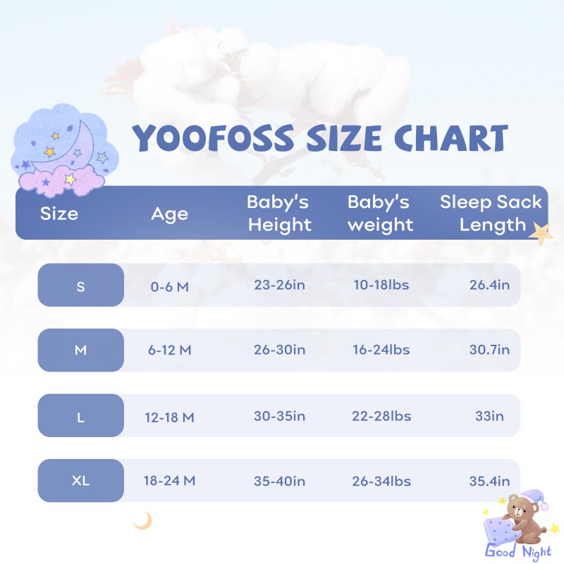 يووفوس كيس نوم للأطفال من Yoofoss مقاس 18-24 شهرًا، بطانية يمكن ارتداؤها 100% من القطن العضوي بسحاب ثنائي الاتجاه TOG 0.5 كيس نوم للأطفال الصغار 3 عبوات، أكياس نوم ناعمة خفيفة الوزن للأطفال (كبير جدًا) - Image 4